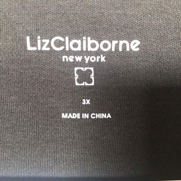 Liz Claiborne T Shirt Sz3X Black Long Sleeves V Neck Simple Design Pre-Owned - Picture 3 of 9